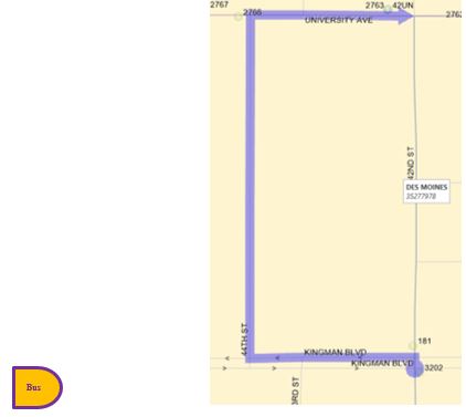  60 Ingersoll:  42nd (N), Left (W) on Kingman, Right (N) on 44th, Right (E) on University back to route.